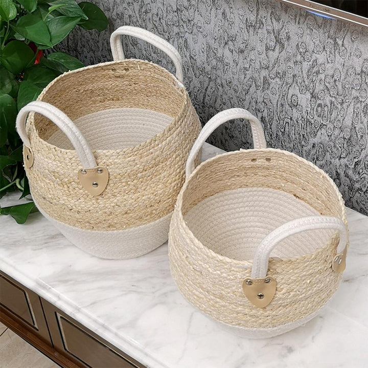 Hand‑Woven Straw Storage Basket – Natural Texture, Clean Aesthetic