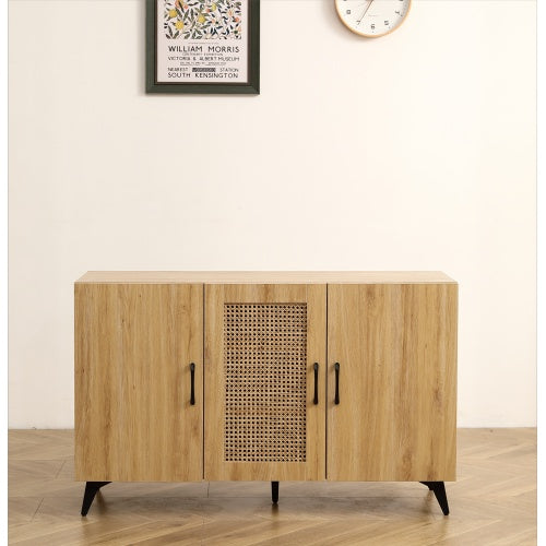 Natural Rattan Mesh Three-door Cabinet - Large Storage Space.