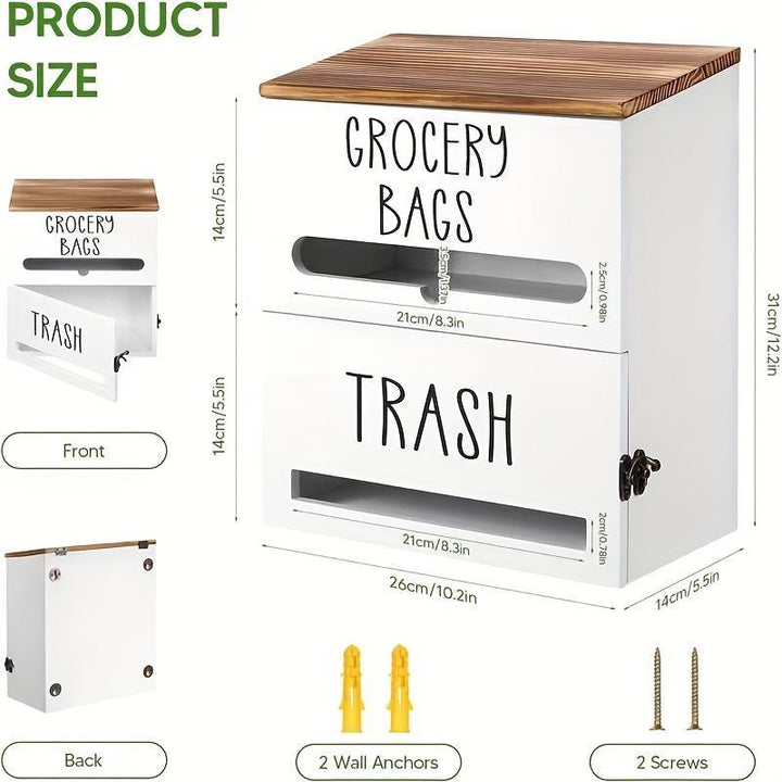 Wooden Garbage Bag Storage Box Two In One