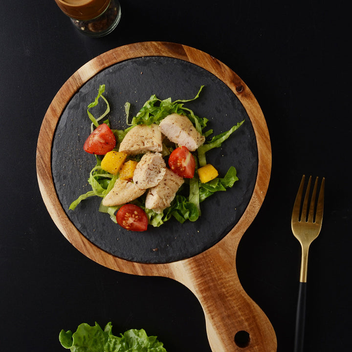 Black Wood Pizza Dish Wooden Plate