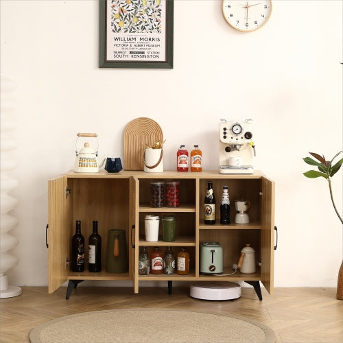 Natural Rattan Mesh Three-door Cabinet - Large Storage Space.