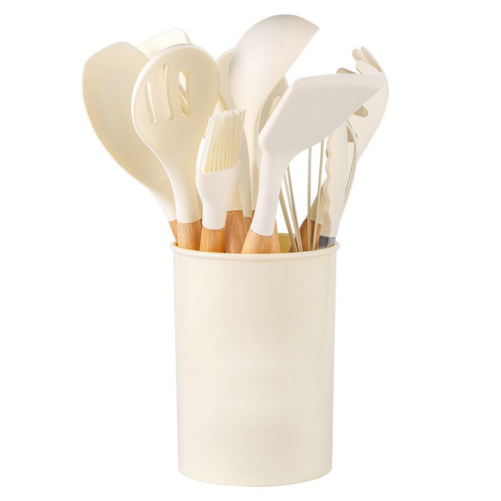 12-Piece Wooden Handle Silicone Cooking Utensil Set