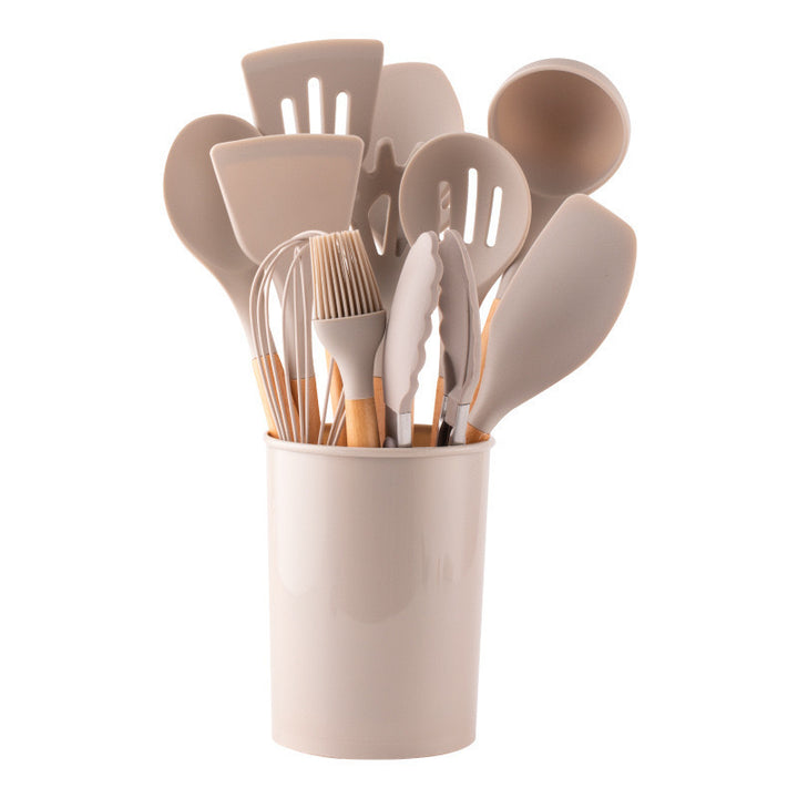 12-Piece Wooden Handle Silicone Cooking Utensil Set