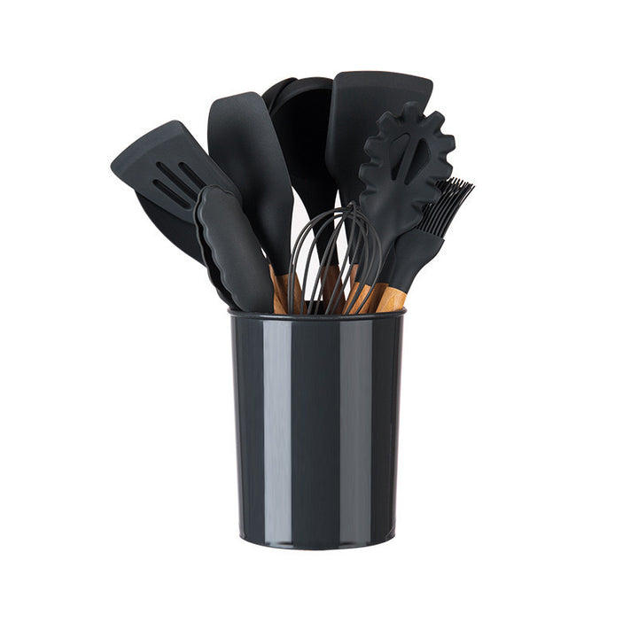 12-Piece Wooden Handle Silicone Cooking Utensil Set